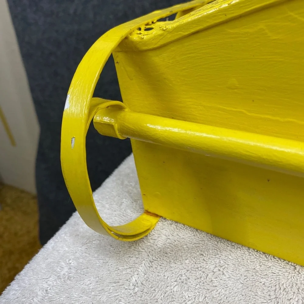 Vintage Yellow Metal 2 Tier Wall Shelf Scrollwork Gallery Rail 14x12x4